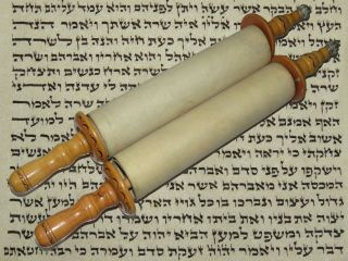 SMALL TORAH SCROLL BIBLE MANUSCRIPT FRAGMENT 200 YRS EUROPE Genesis 1:1 - 33:17 11