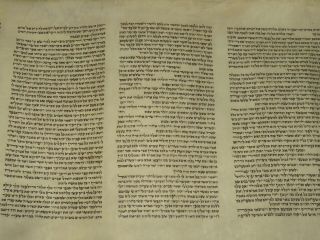 SMALL TORAH SCROLL BIBLE MANUSCRIPT FRAGMENT 200 YRS EUROPE Genesis 1:1 - 33:17 5