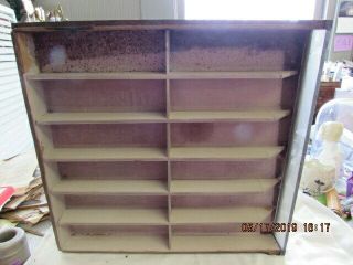 Antique Glass Front Spool Cabinet Drawer Salvaged 10 Compartments
