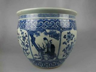 Chinese antique porcelain blue and white Character pattern cylinder 4