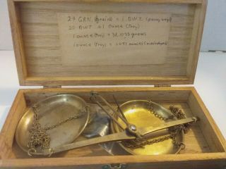 Vintage Balance Scale with wood box and weights. 7