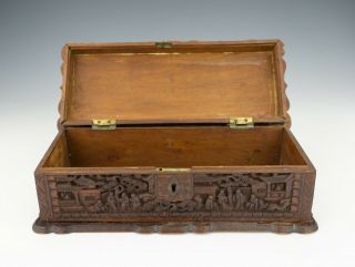 Antique Chinese Cantonese Intricately Carved Oriental Figures Camphor Wood Box 7