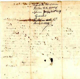1774 Col - Am - Doc SELECTMEN OF REHOBOTH SEEK HELP POOR INDIGNET 91 YEAY OLD 2