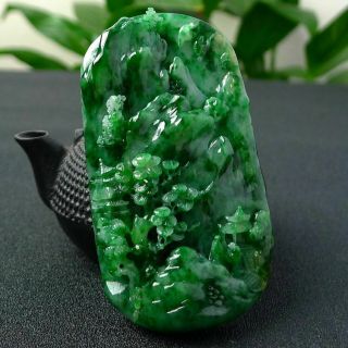 100 natural jade A goods hand - carved green landscape jade 425 2