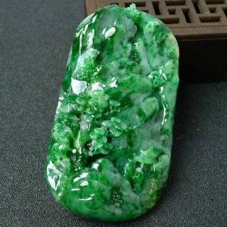 100 natural jade A goods hand - carved green landscape jade 425 4