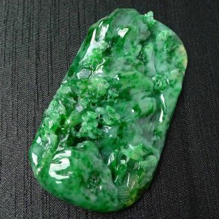 100 natural jade A goods hand - carved green landscape jade 425 6