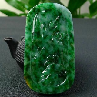 100 natural jade A goods hand - carved green landscape jade 425 8
