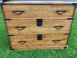 Antique Japanese Tonsu Chest Of Drawers 100,  Years Old Kiri Wood Collectible