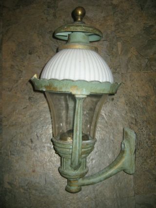 Vintage Antique Sconce Porch Light Fixture 16 " Pat.  March 30 1920 Milk Glass