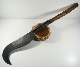 Antique 18th Century Forged Blacksmith Farm Brush Axe Gaff Knife Old Tool