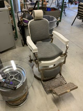Antique Koken Barber Chair And Koken Barber Pole