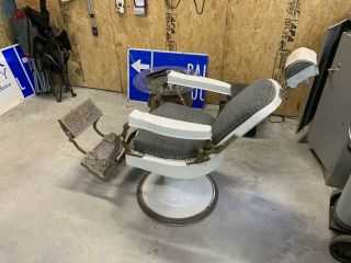 antique Koken barber chair and Koken barber pole 3