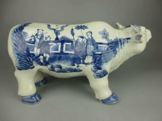 Antique Chinese porcelain blue and white Elephants with figure patterns 5