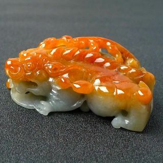 100 natural jade A goods hand - carved red 貔貅 406 5