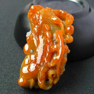 100 natural jade A goods hand - carved red 貔貅 406 7