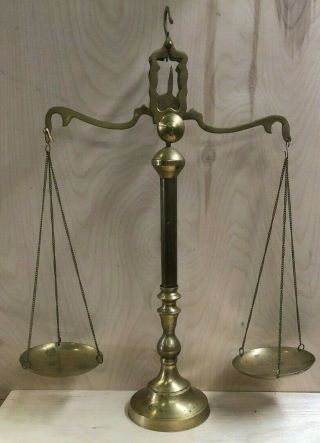 Vintage Brass Weight Scale 23 " Balance Justice Lawyer Decor