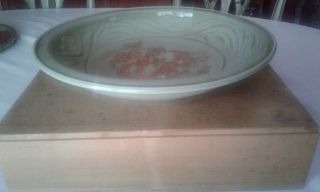 Large Chinese Celadon Dish w / Dragon 8