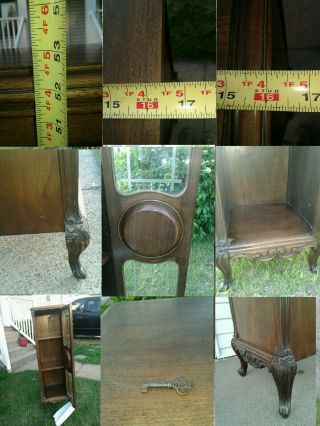 antique single door hand carved wooden cabinet w/skeleton key Pandora box 1900s 11