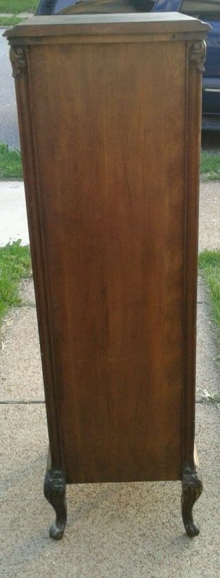antique single door hand carved wooden cabinet w/skeleton key Pandora box 1900s 2