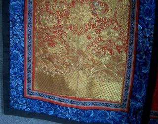 Antique Chinese Skirt DRAGON & PHOENIX Metallic Thread Embroidery Textile 4