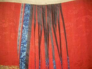 Antique Chinese Skirt DRAGON & PHOENIX Metallic Thread Embroidery Textile 5