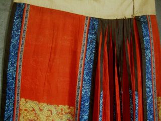 Antique Chinese Skirt DRAGON & PHOENIX Metallic Thread Embroidery Textile 7