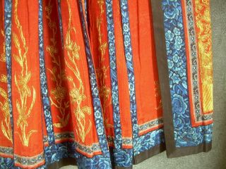 Antique Chinese Skirt DRAGON & PHOENIX Metallic Thread Embroidery Textile 8