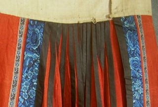 Antique Chinese Skirt DRAGON & PHOENIX Metallic Thread Embroidery Textile 9