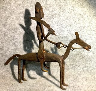 Antique African Blacksmith Made Horse & Rider Wrought Iron Warrior