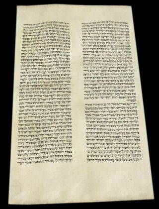 TORAH SCROLL BIBLE VELLUM MANUSCRIPT LEAF 200 YRS EUROPE Genesis 25:19 - 26:32 2