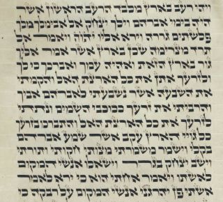 TORAH SCROLL BIBLE VELLUM MANUSCRIPT LEAF 200 YRS EUROPE Genesis 25:19 - 26:32 4