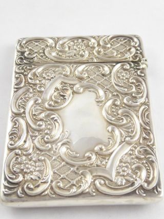 RARE ANTIQUE EDWARDIAN SOLID STERLING SILVER STAG CARD CASE CRISFORD NORRIS 1903 3