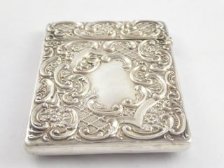 RARE ANTIQUE EDWARDIAN SOLID STERLING SILVER STAG CARD CASE CRISFORD NORRIS 1903 4