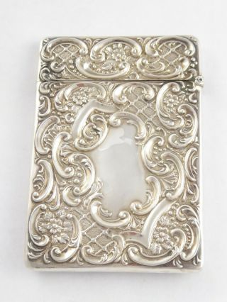 RARE ANTIQUE EDWARDIAN SOLID STERLING SILVER STAG CARD CASE CRISFORD NORRIS 1903 5
