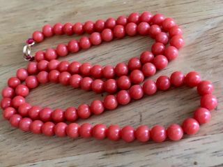 Antique Old Stock Natural Red Coral Necklace 18k Gold Clasp Other Jewelrys