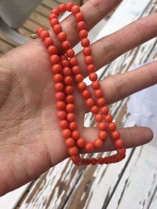 Antique old stock natural red coral necklace 18K gold clasp other jewelrys 5