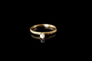 Antique Victorian Diamond Engraved 14k Gold Girl Ring A92213