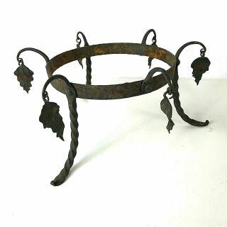 Antique Hand Forged Hammered Wrought Iron Plant Planter Stand