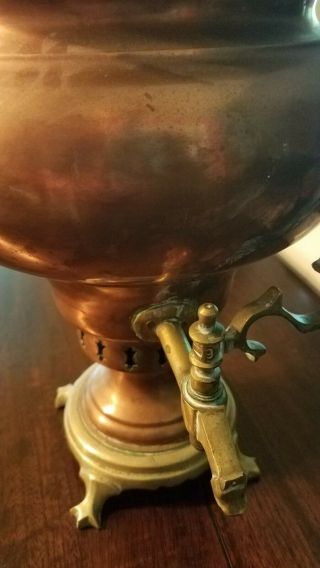 Vintage copper and brass tea kettle with tea pot 2