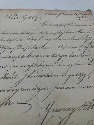 RARE 1762 COLONIAL PRIVATEER CAPTAIN S.  CAROLINA VIRGINIA COMPANY DOCUMENT 3