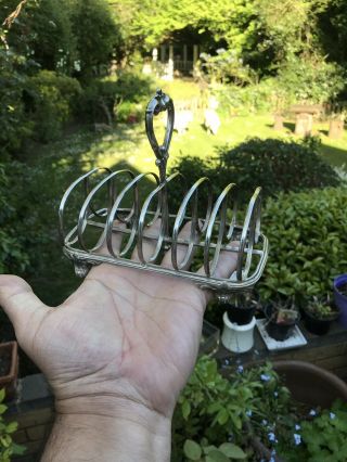 Antique 19th C Victorian Solid Sterling Silver Toast Rack London 1872 John Evans