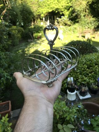 Antique 19th C Victorian Solid Sterling Silver Toast Rack London 1872 John Evans 4