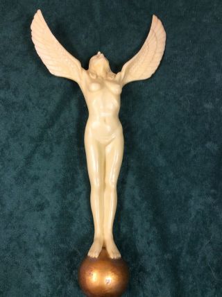 Vintage Art Deco Lady Nymph With Wings Topper/finial Frankart