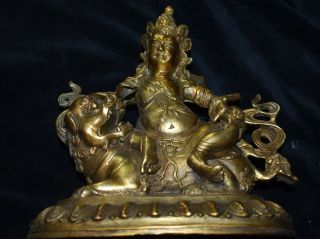 Orig $499 Nepal/tibet Shaman Bronze Buddha On Lion 1900s 6in Prov