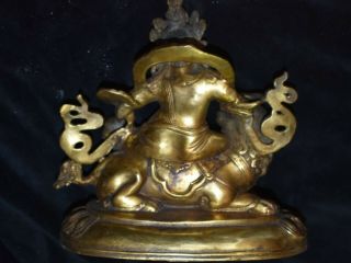 orig $499 NEPAL/TIBET SHAMAN BRONZE BUDDHA ON LION 1900S 6in PROV 2