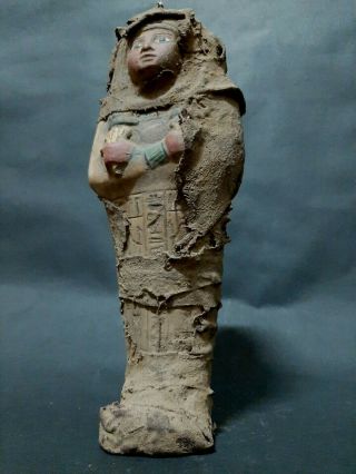 Rare ANCIENT EGYPTIAN ANTIQUE Ushabti Shabti wrapped In Linen EGYPT 1656 - 1364 BC 12