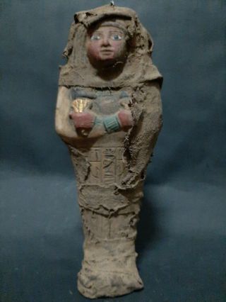 Rare Ancient Egyptian Antique Ushabti Shabti Wrapped In Linen Egypt 1656 - 1364 Bc