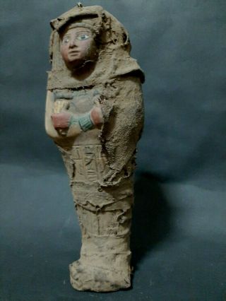 Rare ANCIENT EGYPTIAN ANTIQUE Ushabti Shabti wrapped In Linen EGYPT 1656 - 1364 BC 2