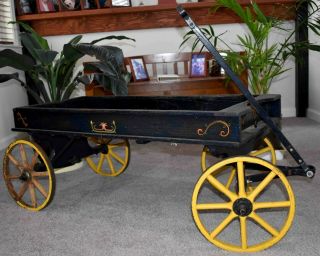 Child ' s Antique Wood Wagon,  