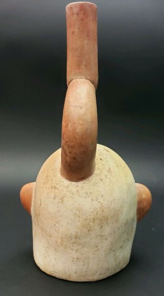 Pre columbian Or Later Moche Portrait Figural Stirrup Vessel 4